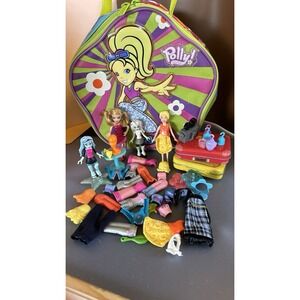 Polly Pocket 2003 Zippered Green Purple Pink Carrying Storage Case W Dolls Misc